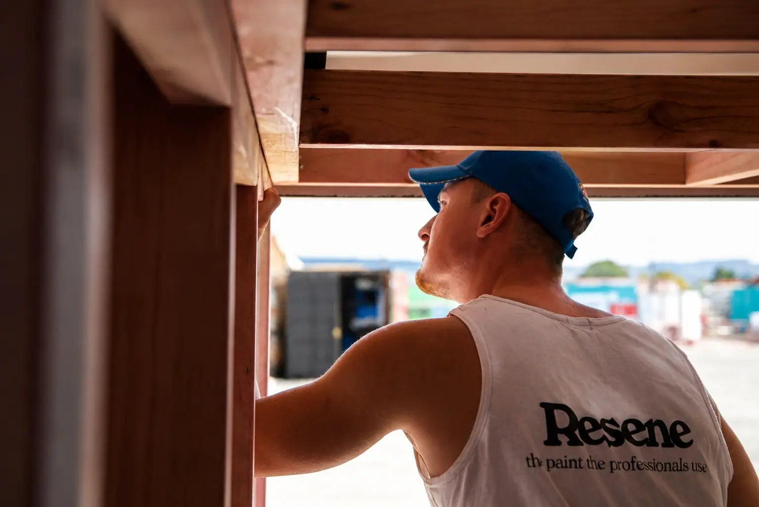 Baden preparing joinery on site